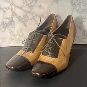 Anne Klein Brown and Tan Heeled Boots